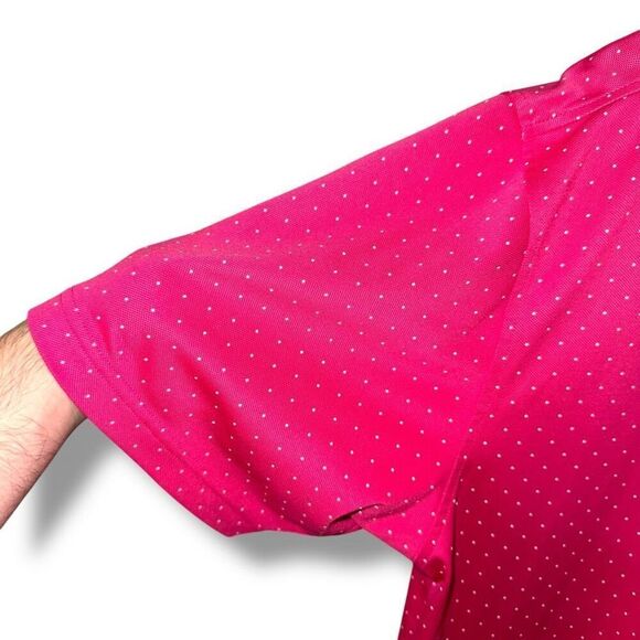 Footjoy Hot Pink Polka Dot Performance Golf Polo Shirt Sz L - Picture 3 of 8